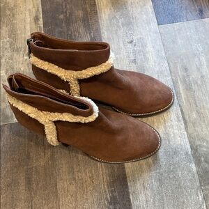 Blondo Womens netti ankle boot cognac 100% suede waterproof Sherpa